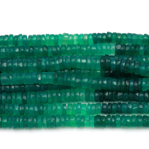 Onyx Green Tire Faceted Natural Beads 8 inches Strands