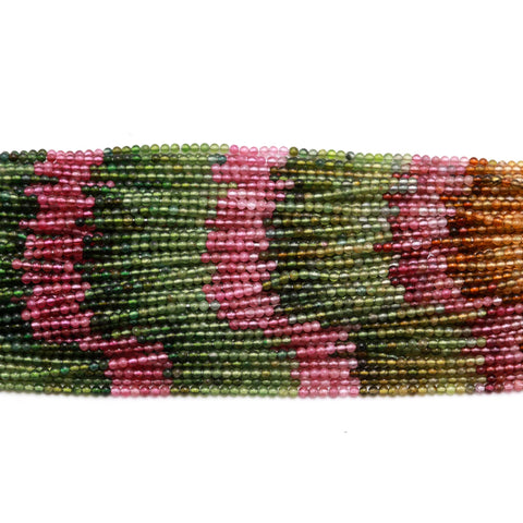 Watermelon Tourmaline Shaded Multicolor Round Faceted Natural Beads 12.5 Inches strand