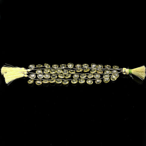 Lemon Quartz Yellow Heart Faceted Natural Beads 8 Inches Strands
