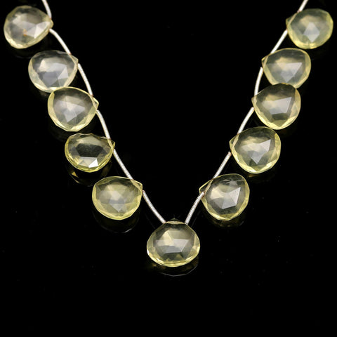 Lemon Quartz Yellow Heart Faceted Natural Beads 8 Inches Strands