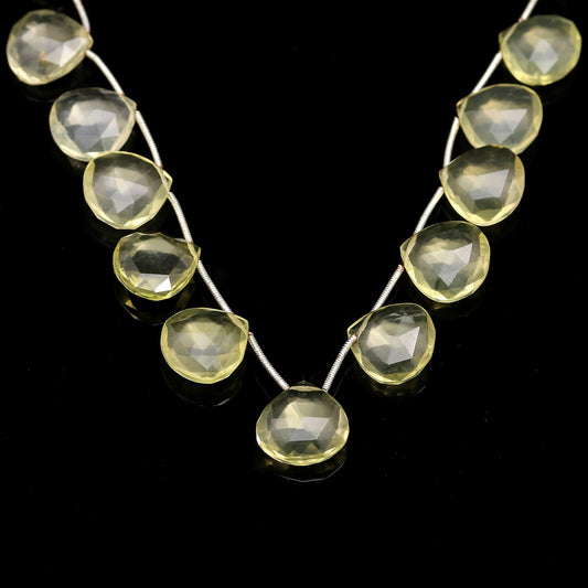 Lemon Quartz Yellow Heart Faceted Natural Beads 8 Inches Strands
