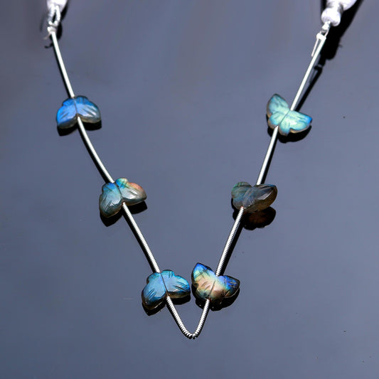 Labradorite Grey Butterfly Carving Natural Beads 8 Inches Strands