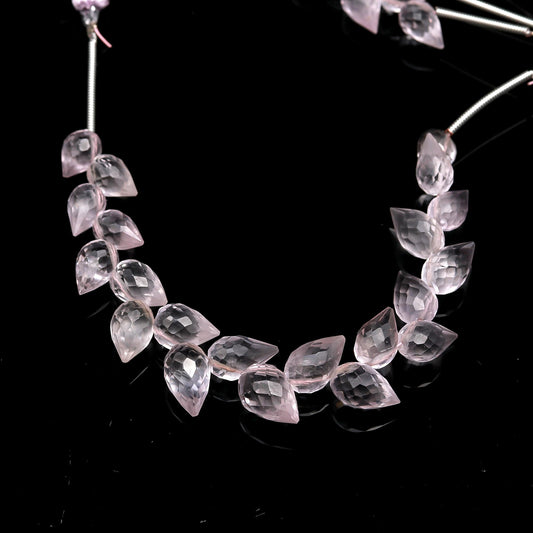 Rose Quartz Pink Drop Faceted Natural Beads 4 Inches strands