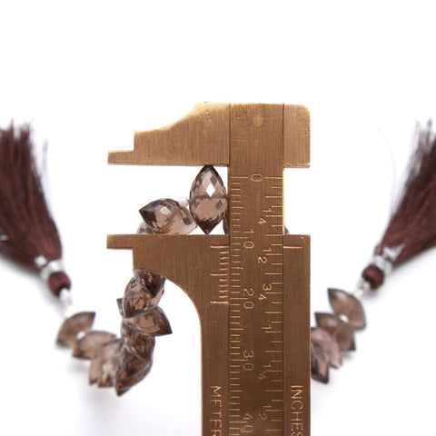 Smoky Quartz Brown Dew Drop Faceted Natural Beads
