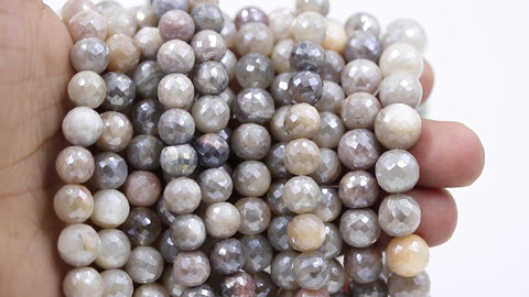 Mystic Coated Moonstone Round Faceted Natural Beads 15 Inches