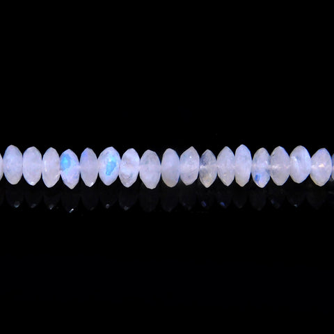 Rainbow Moonstone White Rondell Faceted Natural Beads 8 Inches