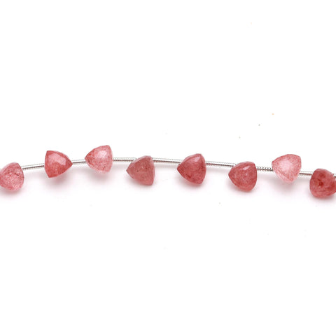 Pink Strawberry Quartz Trillion Faceted Natural Beads