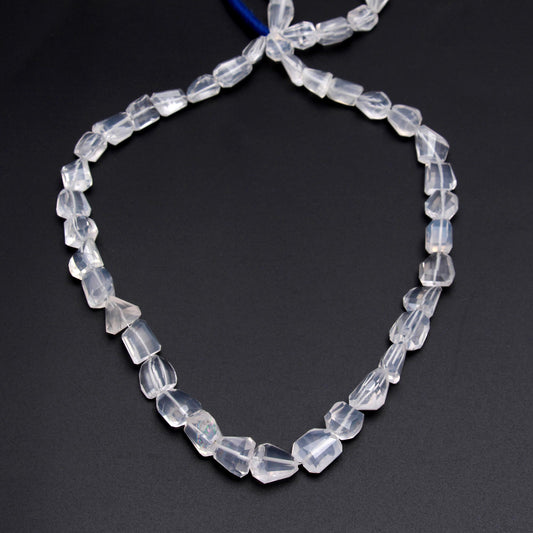Crystal Quartz White Nuggets Faceted Natural Beads 8 inches Strands