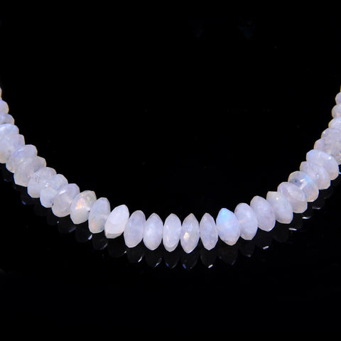 Rainbow Moonstone White Rondell Faceted Natural Beads 8 Inches