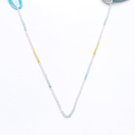 Aquamarine Multi Color round Faceted Natural Beads 12.5 Inches Strands