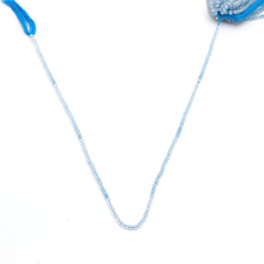 Aquamarine Blue Round Faceted Natural Beads 12.5 Inches Strands