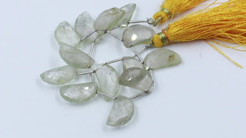 Rutilated Quartz Golden D shape Faceted Natural Beads 8 Inches