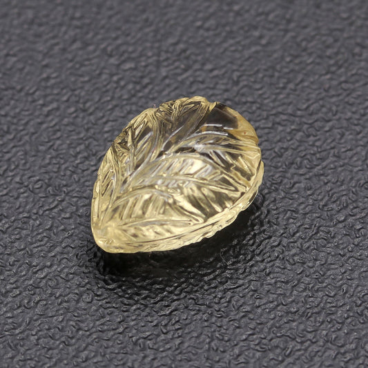 Lemon Quartz Yellow Pear Golf Ball Carving Natural 11 mm Stone