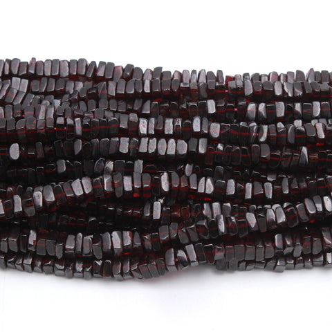 Garnet Square Chips Smooth Natural Beads 16 Inches Strands