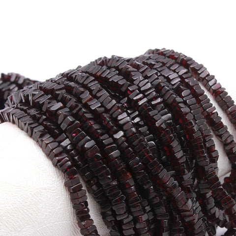 Garnet Square Chips Smooth Natural Beads 16 Inches Strands