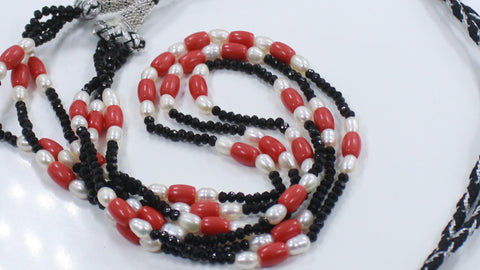 Pearl Red Coral Rondell Smooth Natural Beads Necklace 20 inches strands