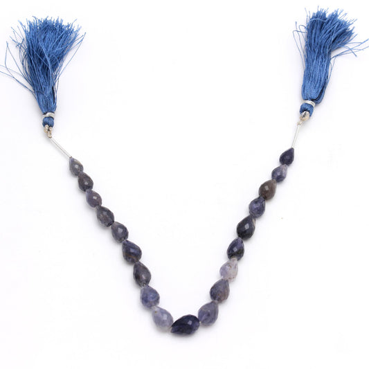 Iolite Purple Drop Faceted Natural Beads 8 inches Strands