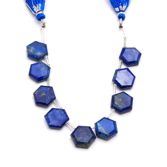 Lapis Lazuli Beads Hexagon Faceted Natural Beads 8 Inches Strands