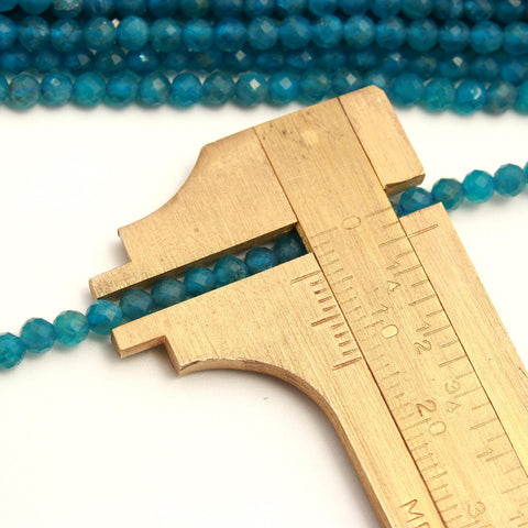Neon Apatite Blue Round Faceted Natural Beads