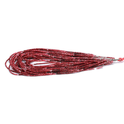Rhodochrosite Shaded Red Round Faceted Natural Beads 16 Inches