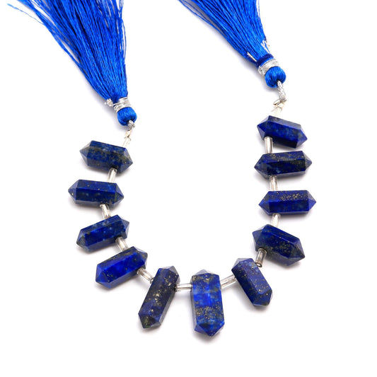 Lapis Lazuli Beads Double Pencil Faceted Natural Beads 8 Inches Strands