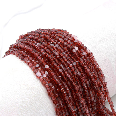 Garnet Red Coin Smooth Natural Beads 16 Inches Strands
