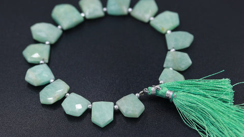 Amazonite Green Pentagon Faceted Natural Beads 8 inches Strands