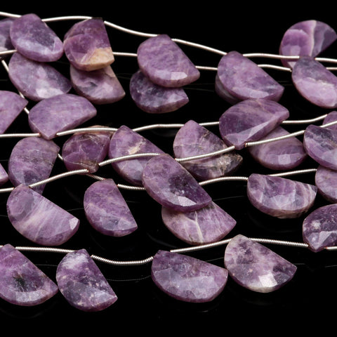 Lepidolite Purple D Shape Faceted Natural Beads 8 inches strands