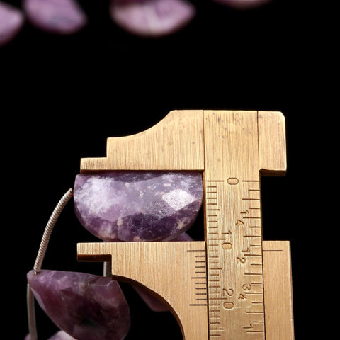 Lepidolite Purple D Shape Faceted Natural Beads 8 inches strands