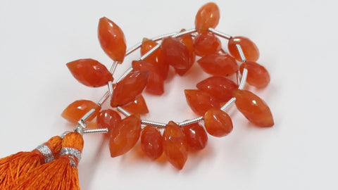 Carnelian Orange Dew Drop Faceted Natural Beads