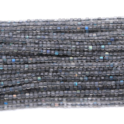 Labradorite Grey Hexagon Faceted Natural Beads 12.5 Inches Strands
