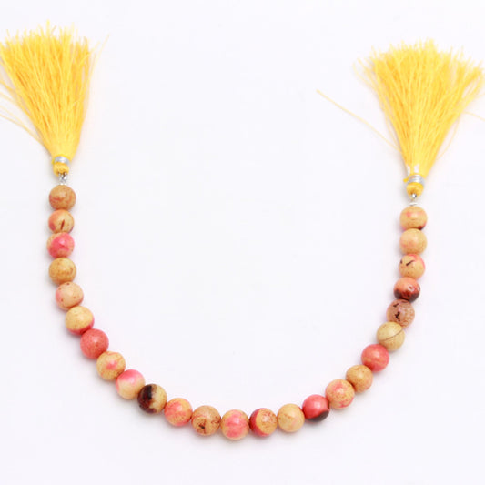 Sunset Opal Yellow Round Smooth Natural Beads 8 Inches Strands