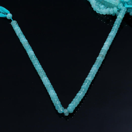 Blue Aquamarine Quartz Blue Rondell Smooth Natural Beads 12.5 Inches Strands