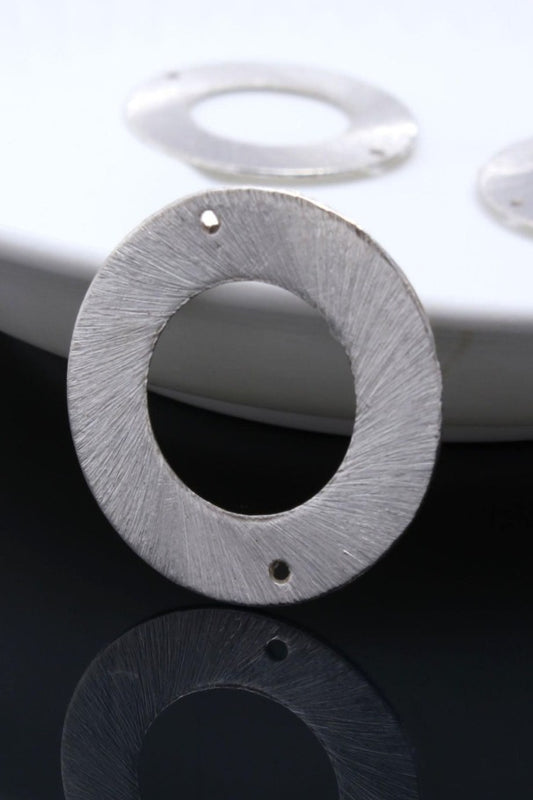 Silver Coated Brass Outline 30MM Circle Blank