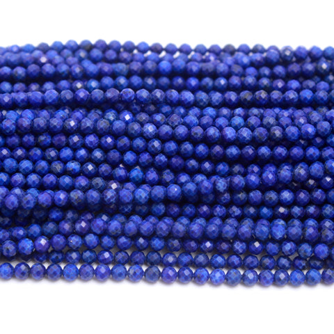Lapis Lazuli Blue Round Faceted Natural Beads 12.5 Inches Strands