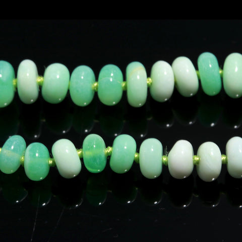 Opal Green Knotted Smooth Rondell Natural Bead Necklace 20 inches Strands
