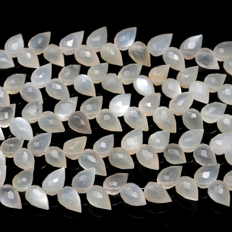 White Moonstone Drop Faceted Natural Beads 4 Inches