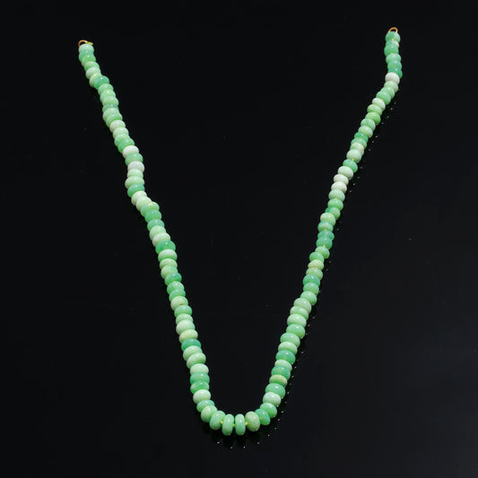 Opal Green Knotted Smooth Rondell Natural Bead Necklace 20 inches Strands