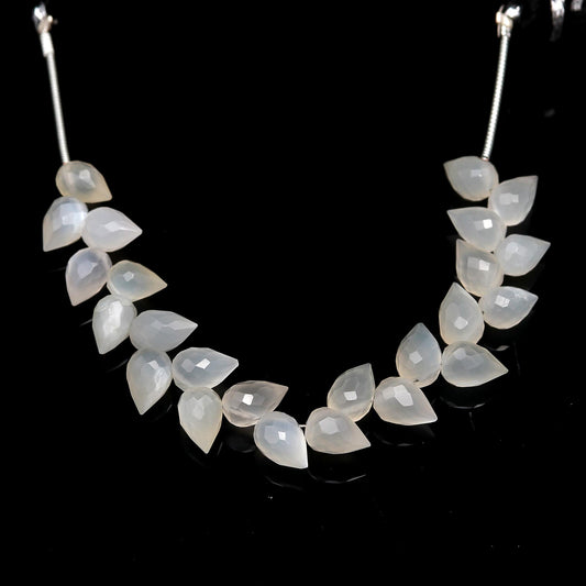 White Moonstone Drop Faceted Natural Beads 4 Inches