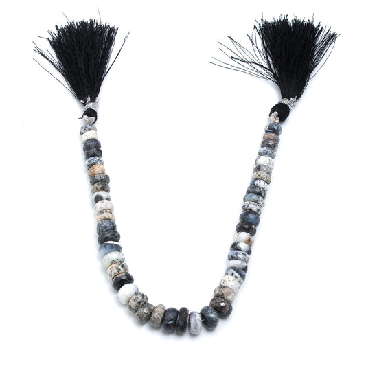 Dendrite Opal Grey Rondell Faceted Natural Beads 12.5 Inches Strands