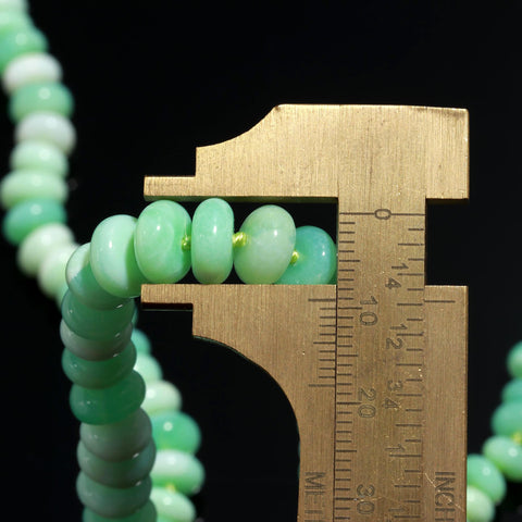Opal Green Knotted Smooth Rondell Natural Bead Necklace 20 inches Strands