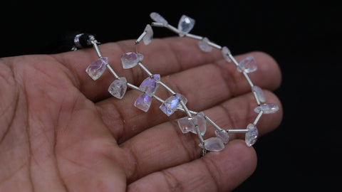 Rainbow Moonstone White Drop Faceted Natural Beads 8 Inches