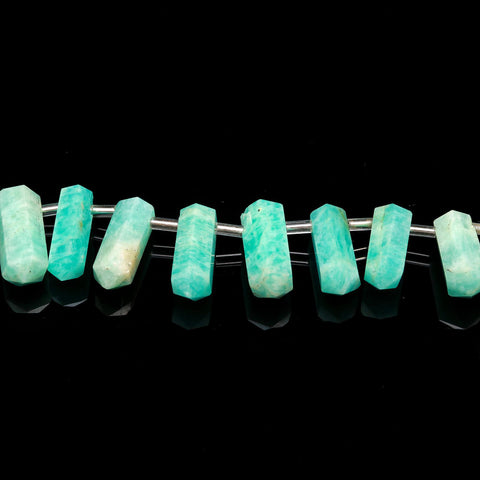 Amazonite Green Double Pencil Faceted Natural Beads 8 Inches Strands