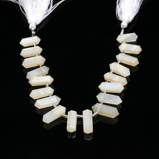 Aventurine Yellow Double Pencil Faceted Natural Beads 8 Inches Strands