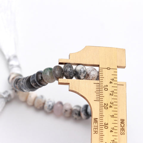 Dendrite Opal Grey Rondell Smooth Natural Beads 8 Inches Strands