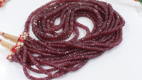 Ruby Red Rondell Faceted Natural Beads 16 Inches Strands