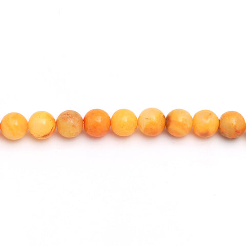 Opal Orange Round Smooth Natural Beads 8 inches Strands