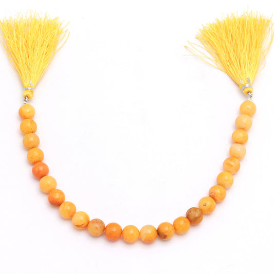 Opal Orange Round Smooth Natural Beads 8 inches Strands
