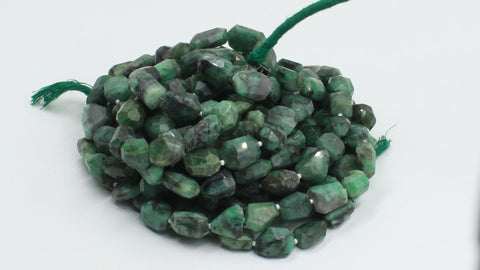 Emerald Green Nugget Faceted Natural Beads