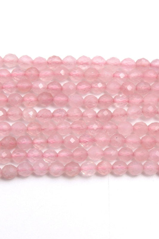 Rose Quartz Pink Round Faceted Natural Beads